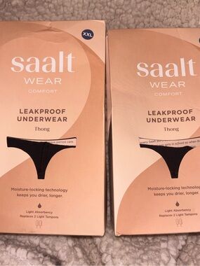 Saalt Wear Leakproof Period Thong XXL Volcanic Black Lot of 2 New